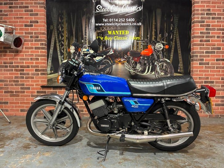 Here's a photo of the YAMAHA RD400, currently available for sale at Steel City Classics